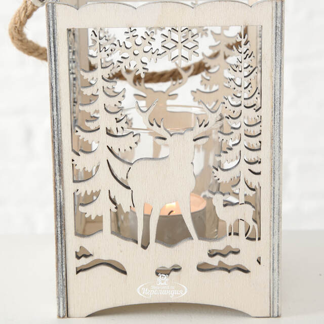 Деревянный подсвечник Лесная Магия - Олень с олененком 14 см Boltze