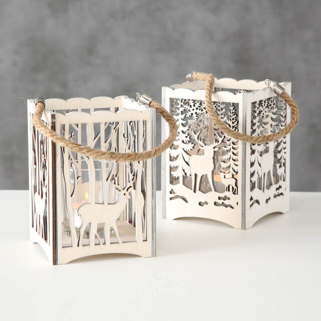 Деревянный подсвечник Лесная Магия - Олень с олененком 14 см Boltze