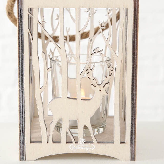 Деревянный подсвечник Лесная Магия - Олень 14 см Boltze