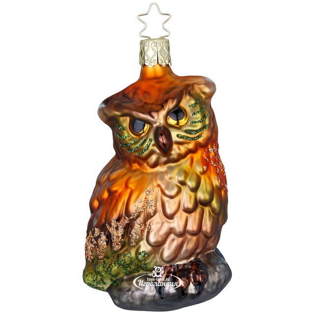 Стеклянная елочная игрушка Сова Джиселла - Bankfoot 11 см Inge Glas