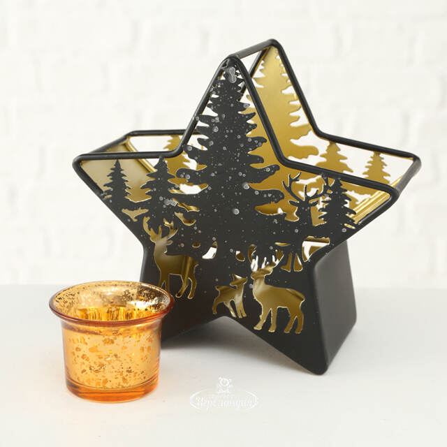 Новогодний подсвечник - звезда Норрланд 18 см Boltze