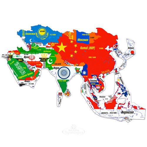 Магнитный пазл Карта Азии, 44 детали Геомагнит