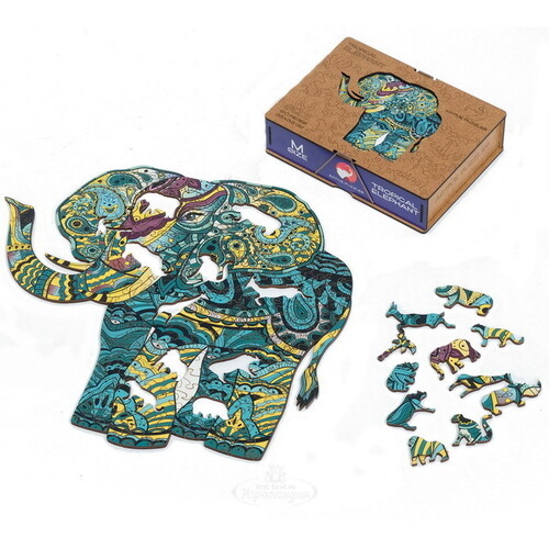 Деревянный пазл Тропический слон 38*33 см, 190 элементов Active Puzzles