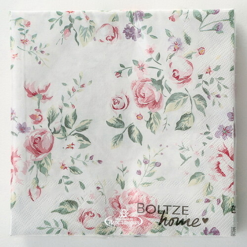Бумажные салфетки Rose Garden 17*17 см, 20 шт, белые Boltze