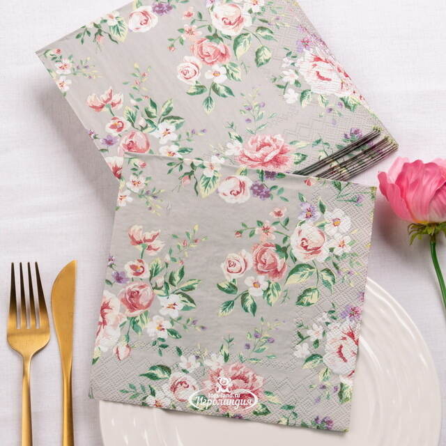 Бумажные салфетки Rose Garden 17*17 см, 20 шт, дымчатые Boltze (Больтце)