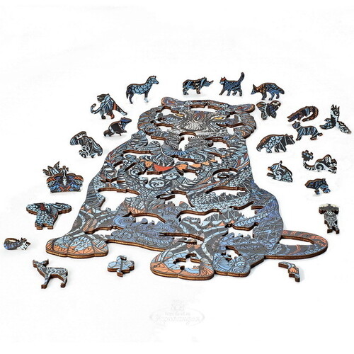 Деревянный пазл Дикий тигр 39*24 см синий, 190 элементов Active Puzzles