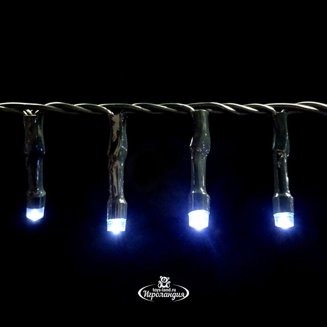 Светодиодная гирлянда на батарейках Luca Snake 7.4 м, 370 холодных белых LED ламп, зеленый ПВХ, IP44 Edelman (Эдельман)