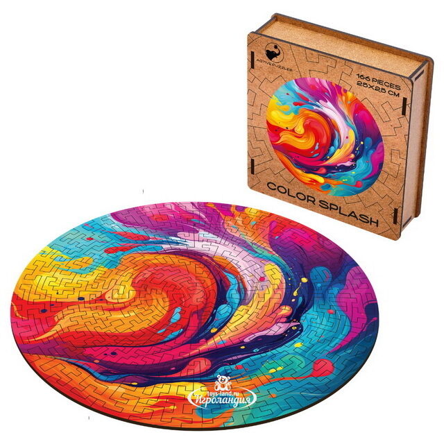 Деревянный пазл Цветной Всплеск 25*25 см, 166 элементов Active Puzzles (Актив Пазл)