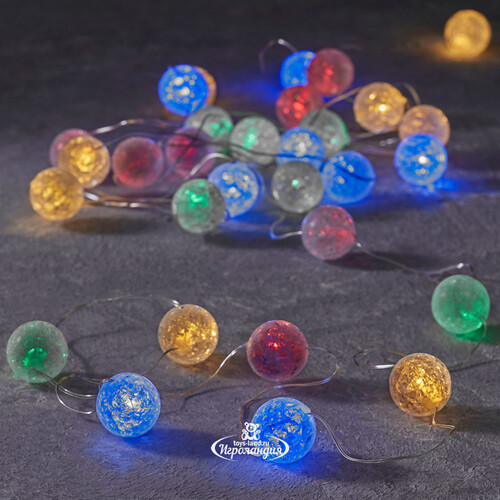 Светодиодная гирлянда шарики Воздушный Ноктюрн 3 м, 30 разноцветных LED ламп, серебряная проволока, IP20 Edelman