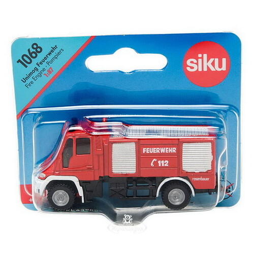 Пожарная машина Unimog со сцепным устройством 1:87, 8 см SIKU