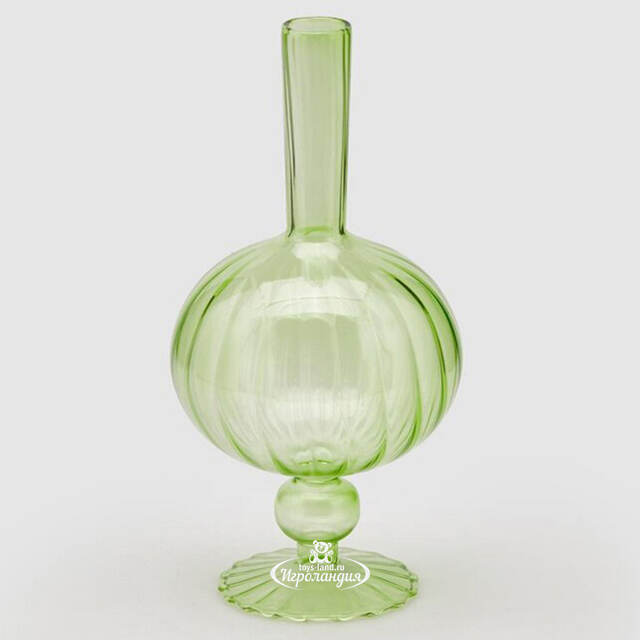 Стеклянная ваза-подсвечник Монофиоре 25 см нежно-зеленая EDG