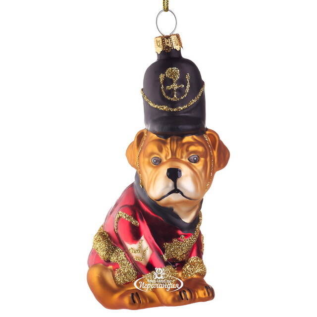 Елочная игрушка Бульдог - Королевский Гвардеец 12 см, стекло Edelman
