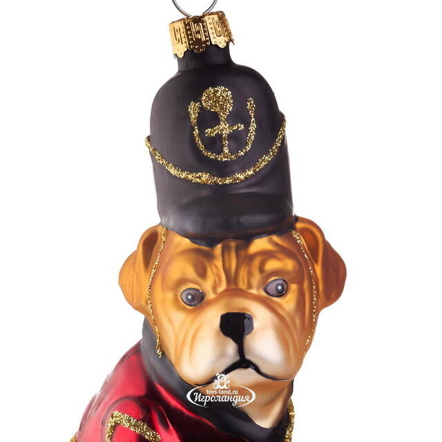 Елочная игрушка Бульдог - Королевский Гвардеец 12 см, стекло Edelman
