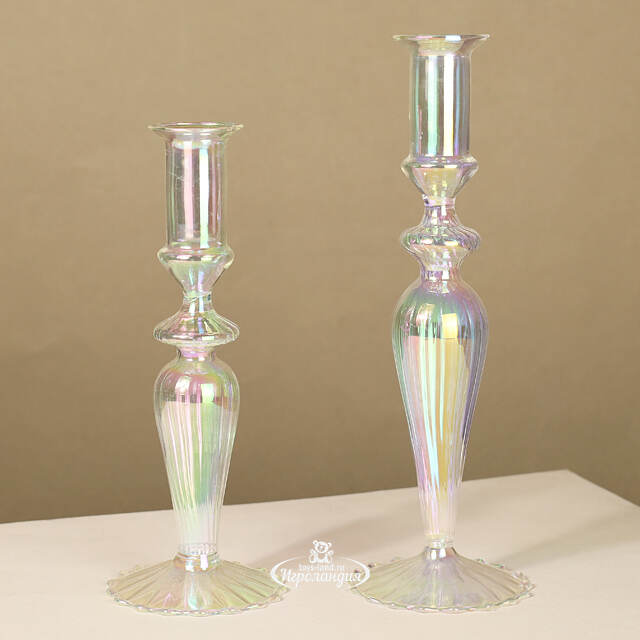 Стеклянный подсвечник RainbowLight 24 см EDG