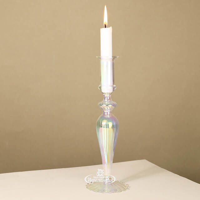 Стеклянный подсвечник RainbowLight 24 см EDG