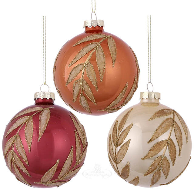 Набор стеклянных шаров Беркширский Листопад: Indian Summer 8 см, 12 шт Edelman