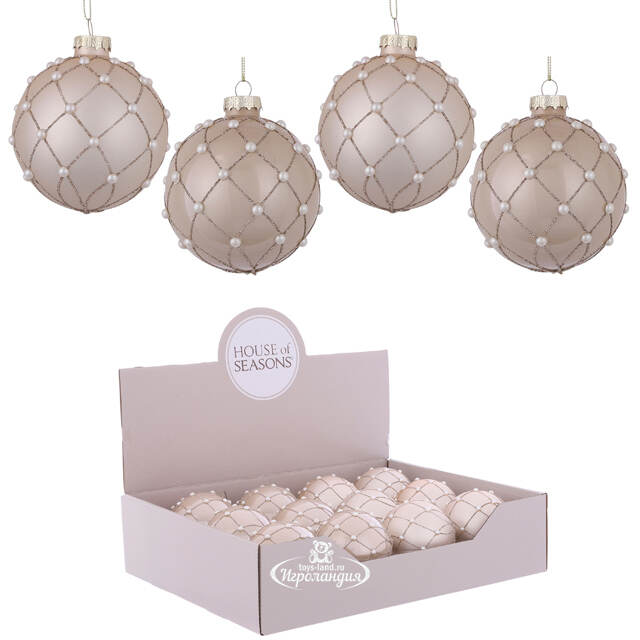 Набор стеклянных шаров Жемчужный Contre Danse 8 см, 12 шт Edelman