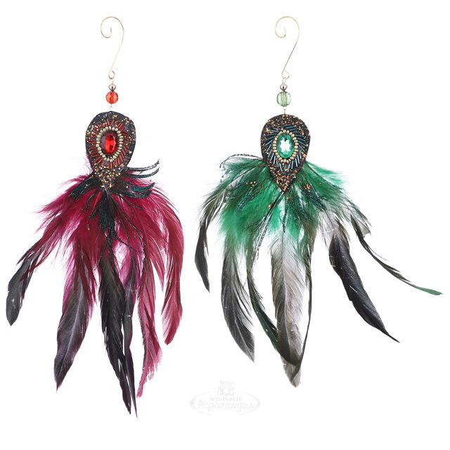 Елочное украшение из перьев Фон Тиз: Camellia 20 см, подвеска Noel Collection (Katherine’s Style) (Ноэль Коллекшн Кэтрин Стайл)