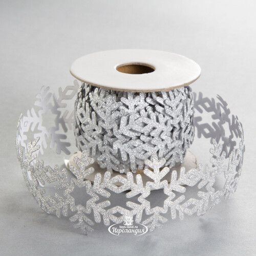 Декоративная клейкая лента Снежинки - Winter Story 300*4 см серебряная Edelman