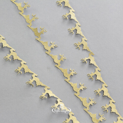 Декоративная клейкая лента Олени - Winter Story 300*4 см золотая Edelman