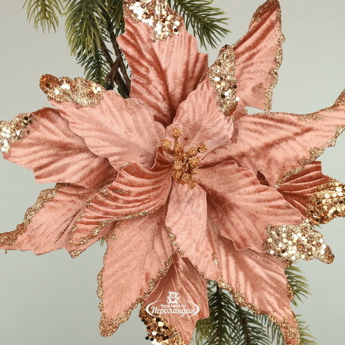 Пуансеттия Bienne Rose 28 см, клипса Edelman