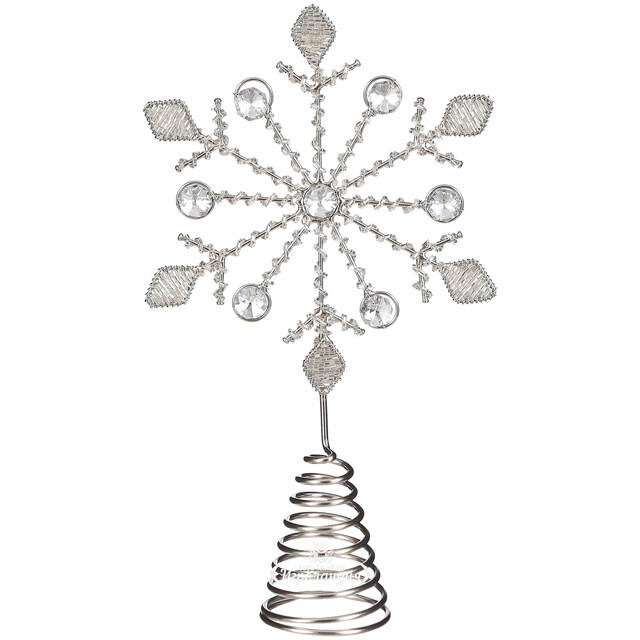Елочная верхушка Снежинка Ортано 28 см серебряная Edelman