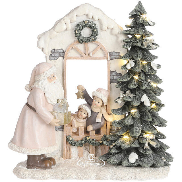 Светящаяся композиция Приглашение Санты на огонек 23*22 см, на батарейках Edelman