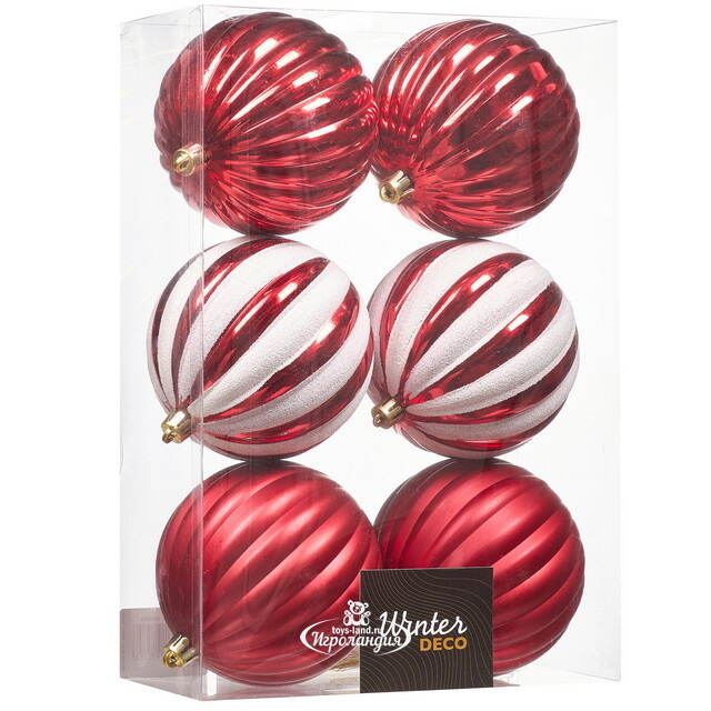 Елочные шары Candy - Сахарная Вуаль 10 см, 6 шт, пластик Winter Deco