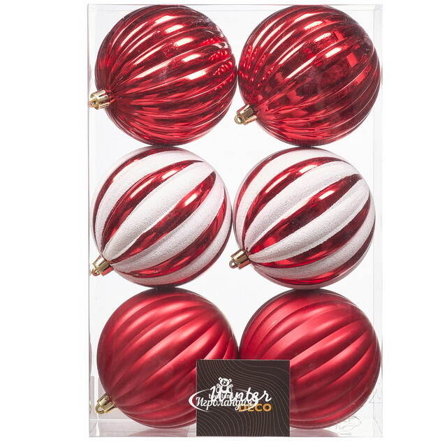 Елочные шары Candy - Сахарная Вуаль 10 см, 6 шт, пластик Winter Deco