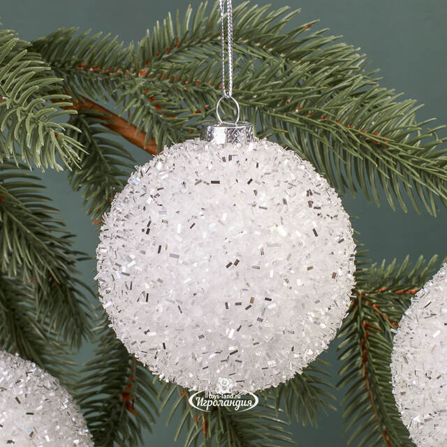 Набор елочных шаров Fluffy Shine: Белый 8 см, 24 шт Edelman