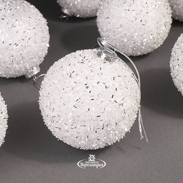 Набор елочных шаров Fluffy Shine: Белый 8 см, 24 шт Edelman