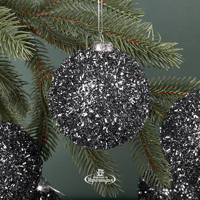 Набор елочных шаров Fluffy Shine: Черный 8 см, 24 шт Edelman