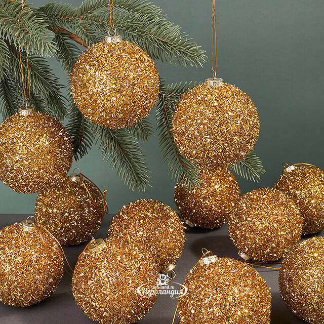 Набор елочных шаров Fluffy Shine: Золотой 8 см, 24 шт Edelman