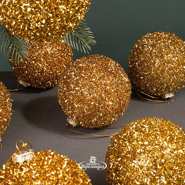 Набор елочных шаров Fluffy Shine: Золотой 8 см, 24 шт Edelman