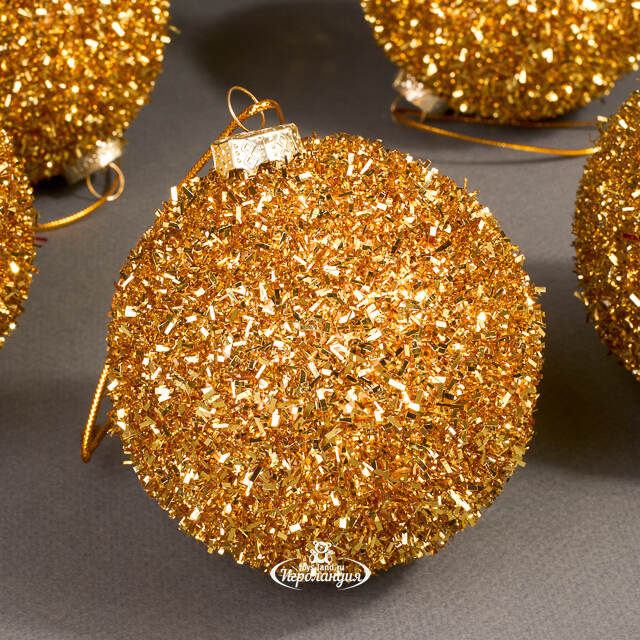 Набор елочных шаров Fluffy Shine: Золотой 8 см, 24 шт Edelman