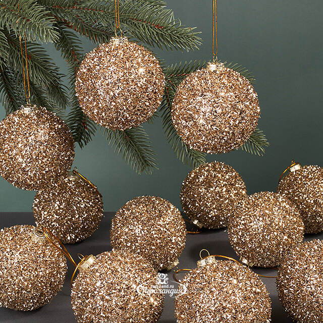 Набор елочных шаров Fluffy Shine: Шампань 8 см, 24 шт Edelman