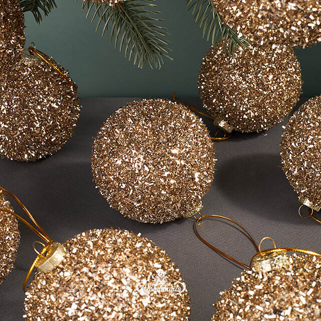 Набор елочных шаров Fluffy Shine: Шампань 8 см, 24 шт Edelman