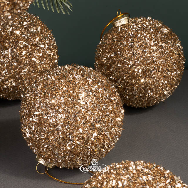 Набор елочных шаров Fluffy Shine: Шампань 8 см, 24 шт Edelman