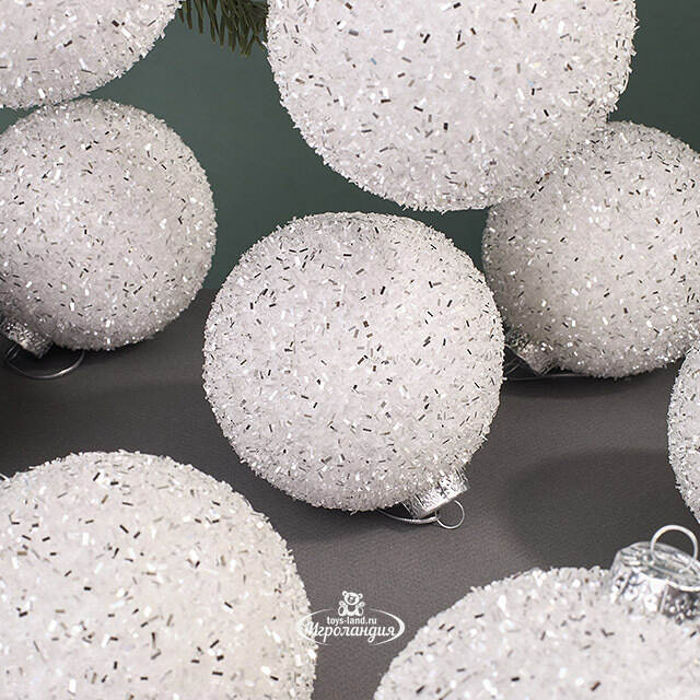 Набор елочных шаров Fluffy Shine: Белый 10 см, 24 шт Edelman