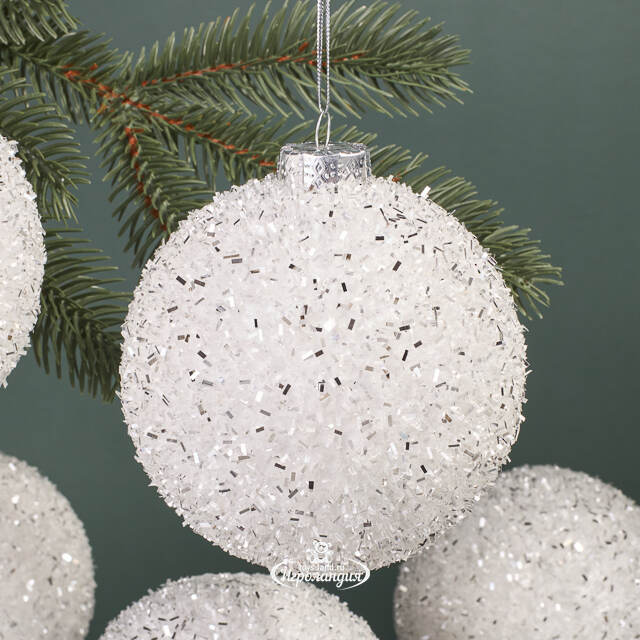 Набор елочных шаров Fluffy Shine: Белый 10 см, 24 шт Edelman