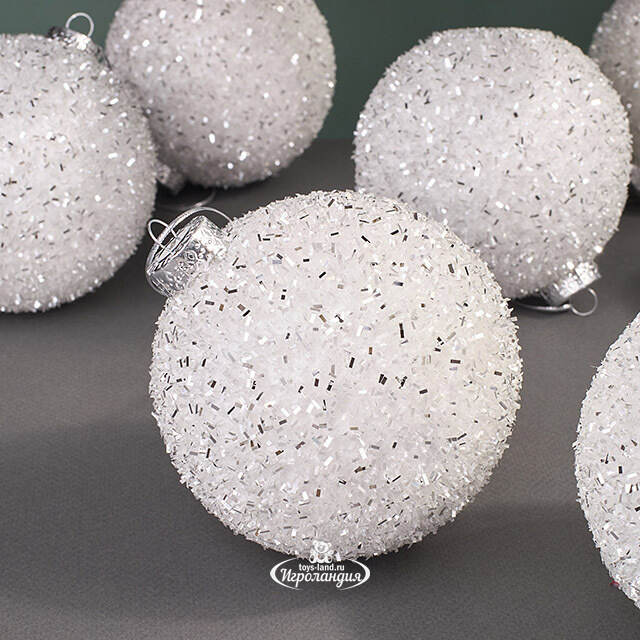 Набор елочных шаров Fluffy Shine: Белый 10 см, 24 шт Edelman