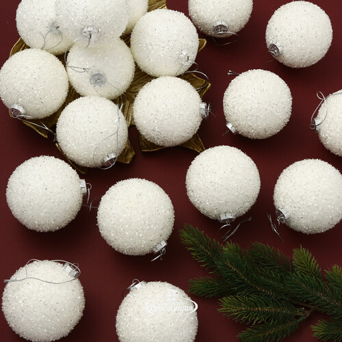 Набор елочных шаров Fluffy Shine: Белый 10 см, 24 шт Edelman