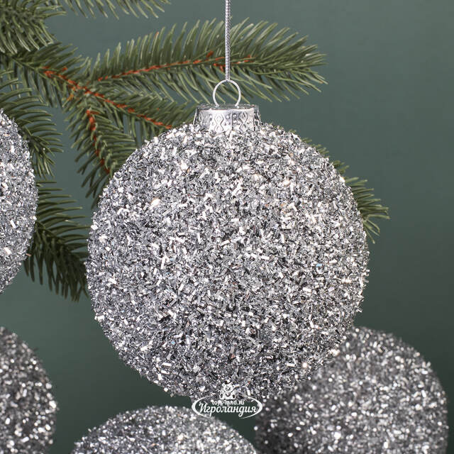 Набор елочных шаров Fluffy Shine: Серебряный 10 см, 24 шт Edelman