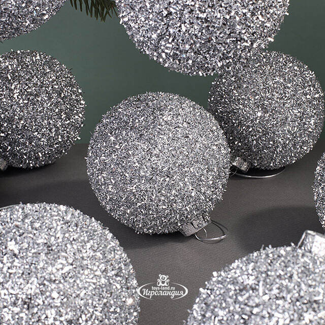 Набор елочных шаров Fluffy Shine: Серебряный 10 см, 24 шт Edelman