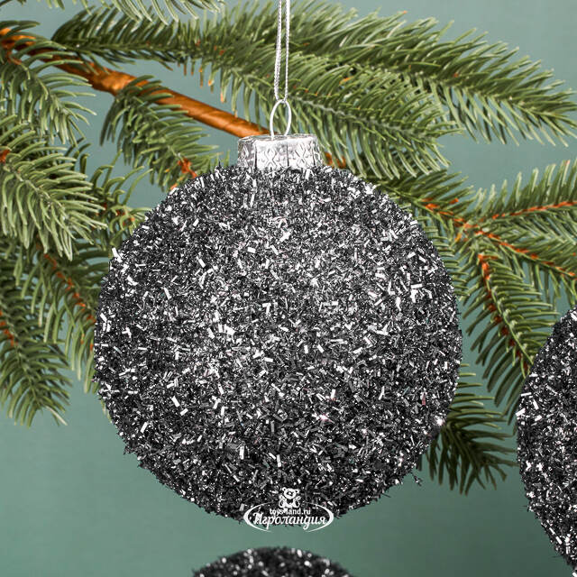 Набор елочных шаров Fluffy Shine: Черный 10 см, 24 шт Edelman