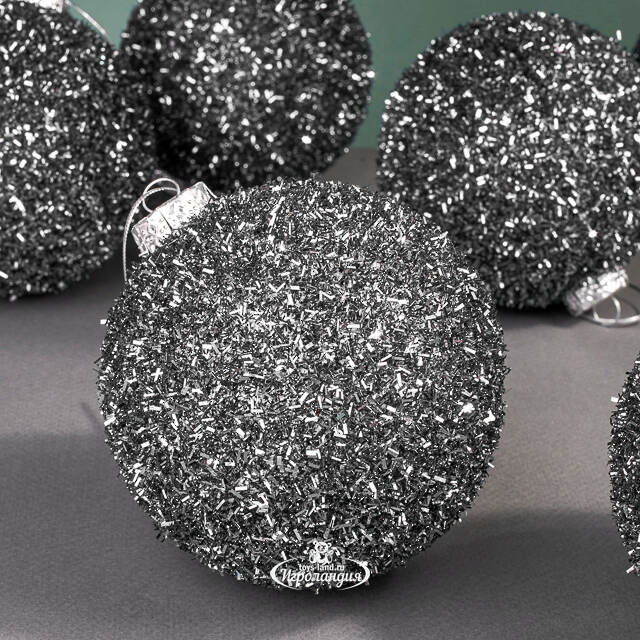 Набор елочных шаров Fluffy Shine: Черный 10 см, 24 шт Edelman