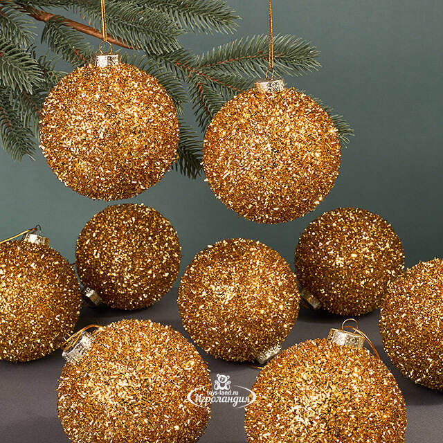 Набор елочных шаров Fluffy Shine: Золотой 10 см, 24 шт Edelman