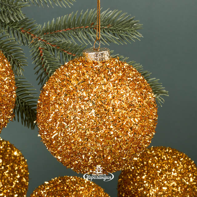 Набор елочных шаров Fluffy Shine: Золотой 10 см, 24 шт Edelman