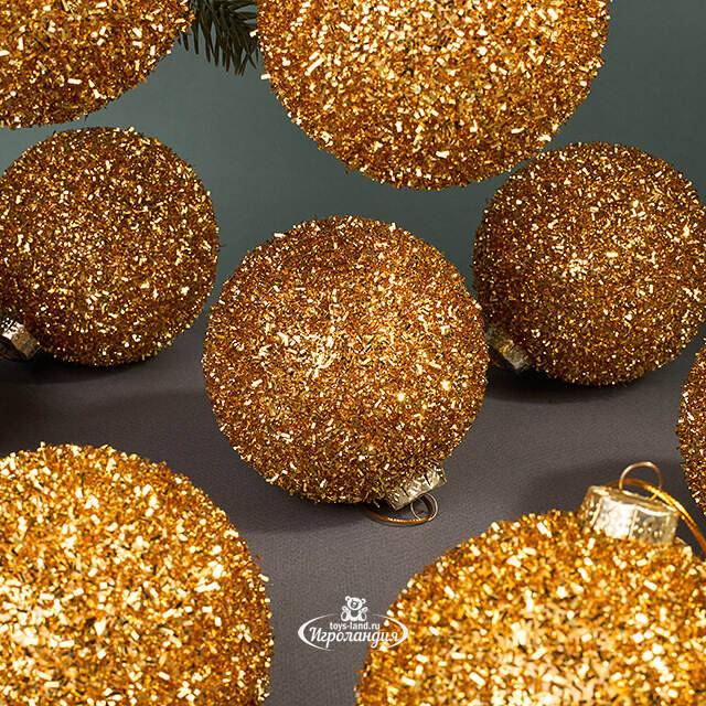 Набор елочных шаров Fluffy Shine: Золотой 10 см, 24 шт Edelman