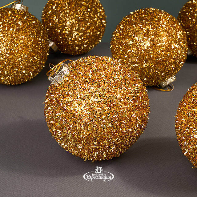 Набор елочных шаров Fluffy Shine: Золотой 10 см, 24 шт Edelman